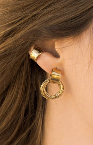 Boucles d'oreilles à puce - Acier inoxydable & email - Doré