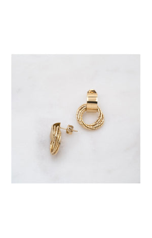 Boucles d'oreilles à puce - Acier inoxydable & email - Doré