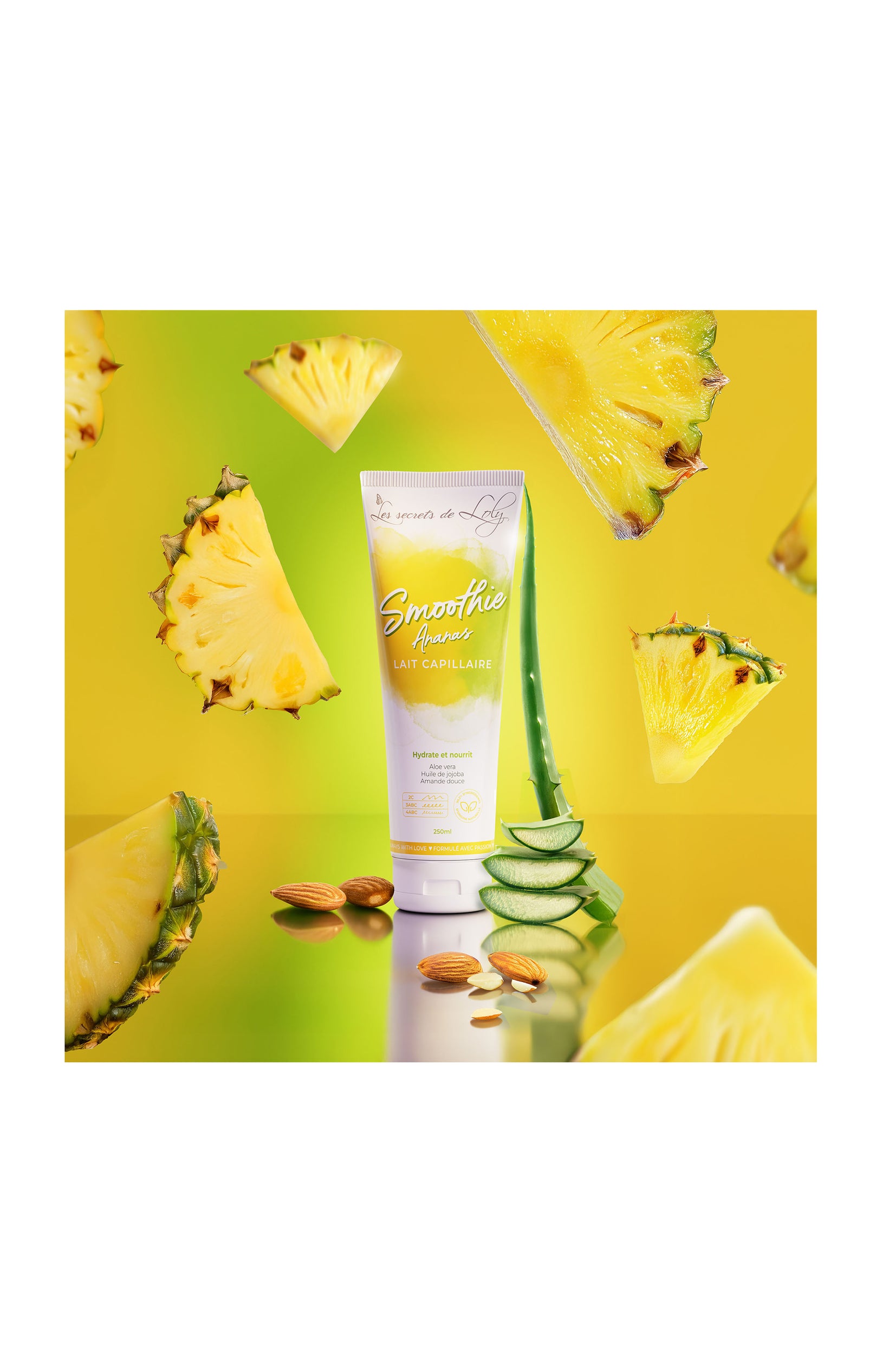 Lait capillaire Hydratant - Smoothies Ananas - Cheveux secs, frisés & crépus - 250 ml