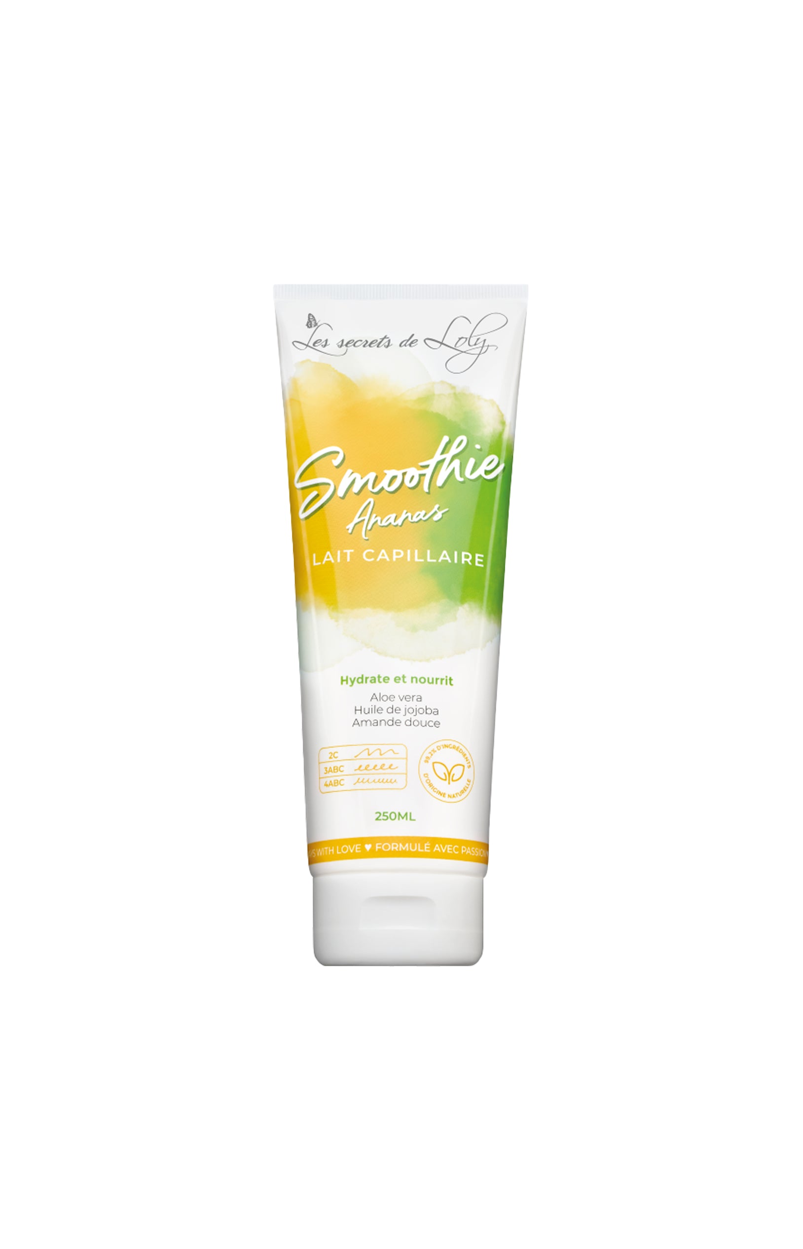 Lait capillaire Hydratant - Smoothies Ananas - Cheveux secs, frisés & crépus - 250 ml