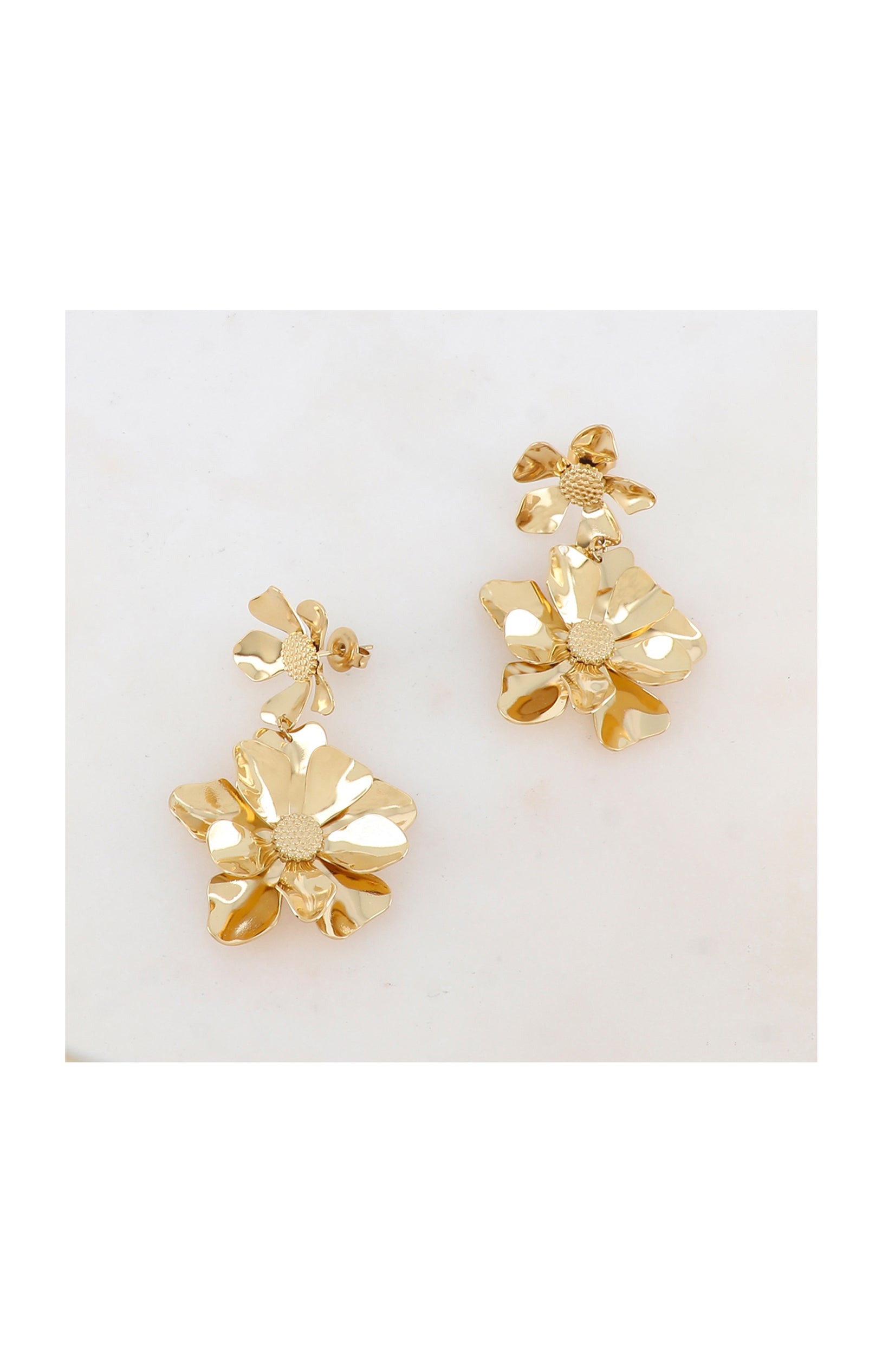 Boucles d'oreilles à puce - Acier inoxydable - Doré