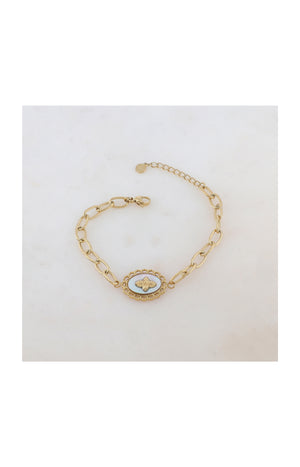 Bracelet en maille - Acier inoxydable & nacre - Doré & blanc