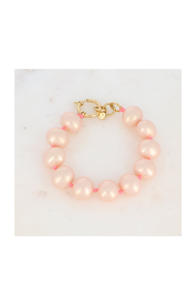 Bracelet à perles sur fils - Acier inoxydable & résine - Doré & rose