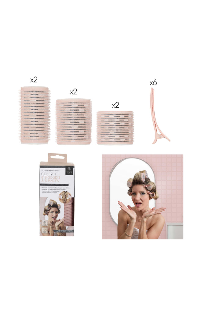 Set - bigoudis & pinces de maintien - 2 x 6