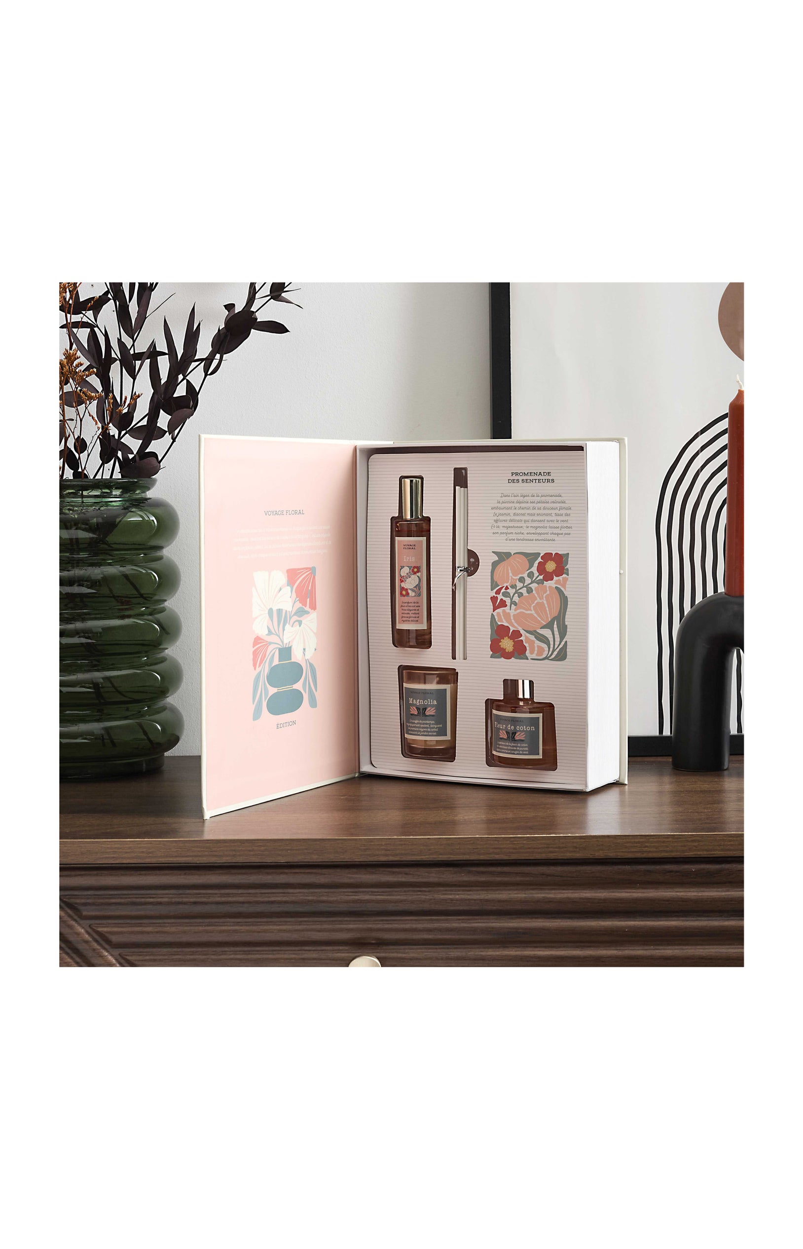 Coffret Flower – Bougie parfumée, diffuseur & spray