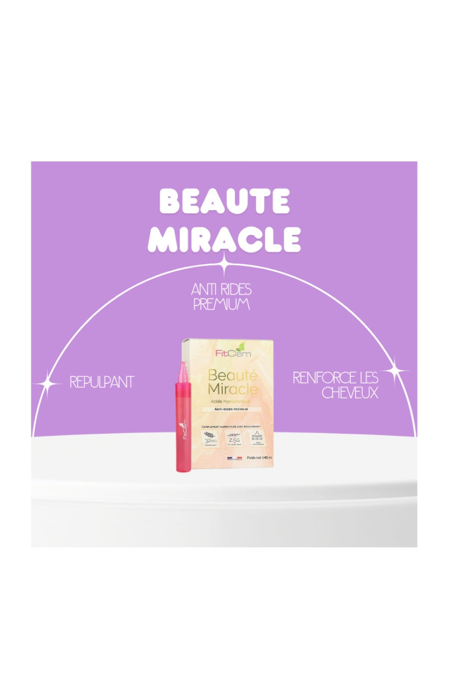 Sticks à boire anti-rides - Beauté miracle - Acide hyaluronique - 14 jours