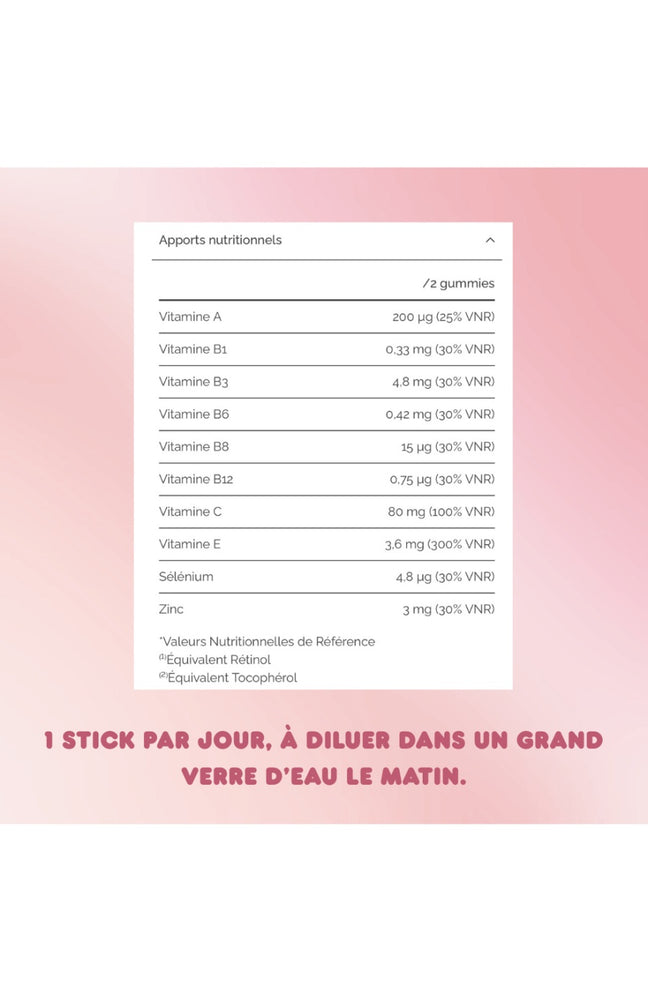 Sticks à boire anti-rides - Beauté miracle - Acide hyaluronique - 3 mois