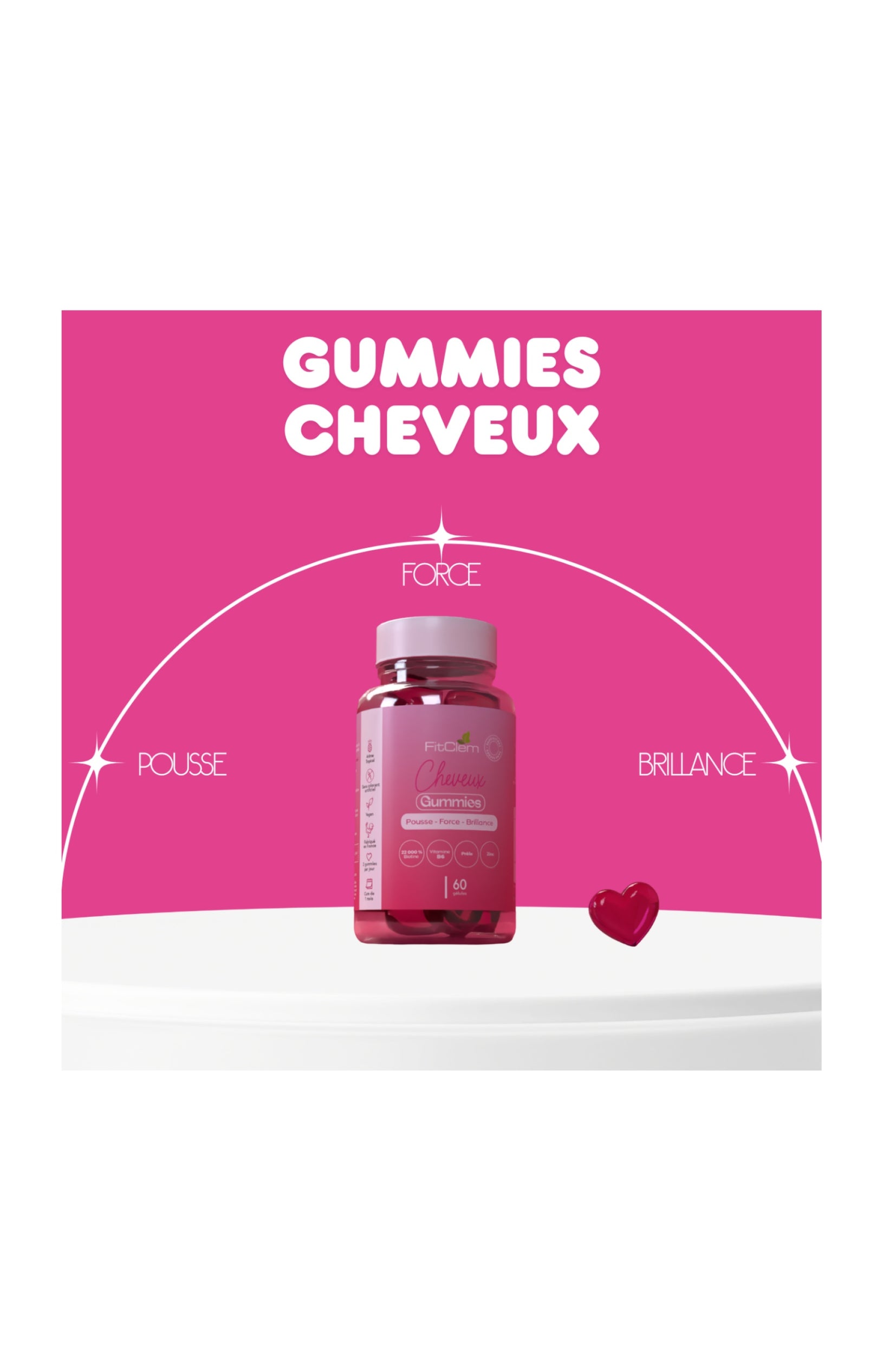 Gummies pousse & brillance cheveux - Zinc & biotine - 1 mois
