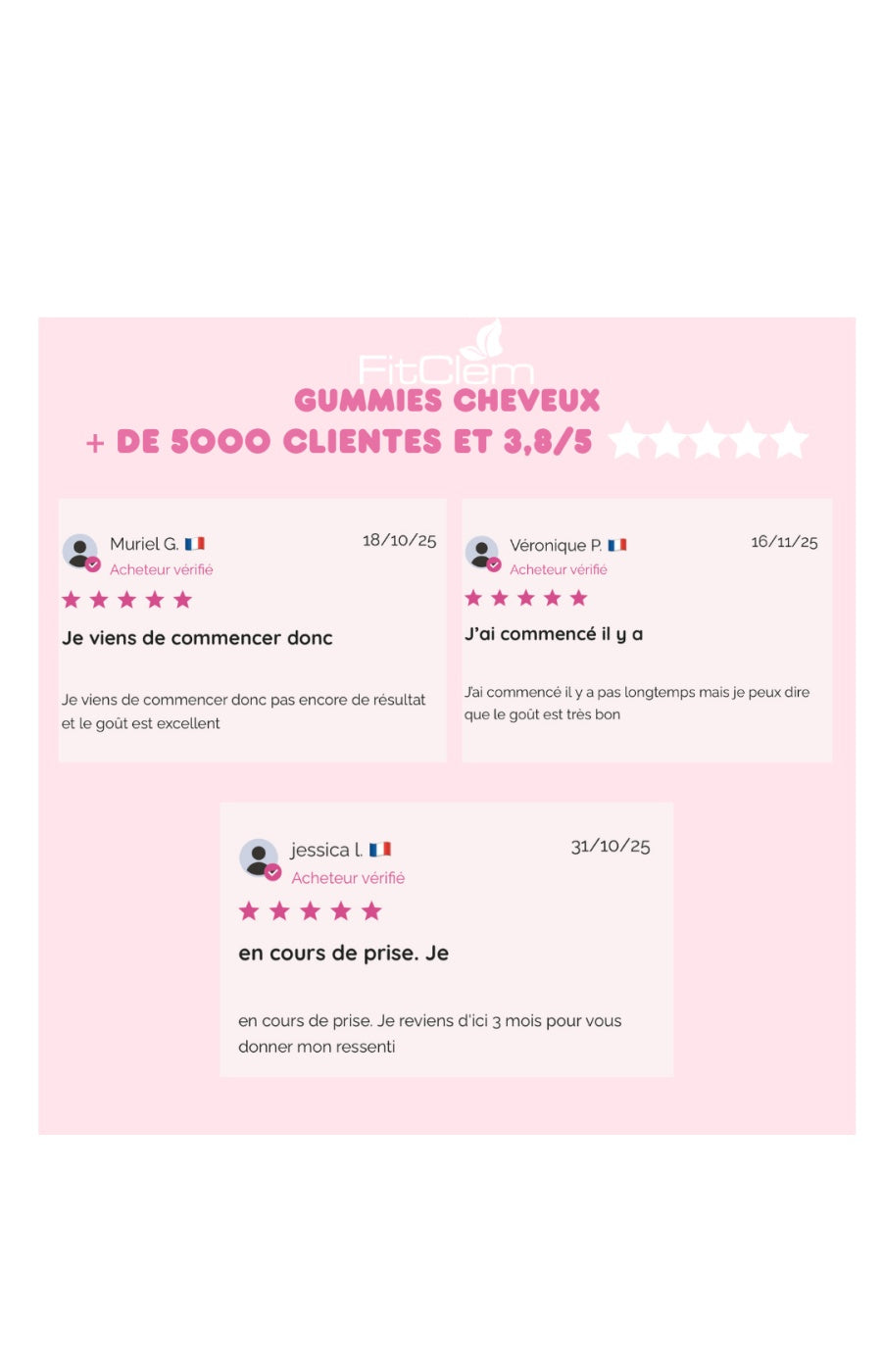 Gummies pousse & brillance cheveux - Zinc & biotine - 3 mois