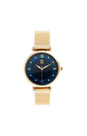 Montre à quartz en alliage - Doré et bleu