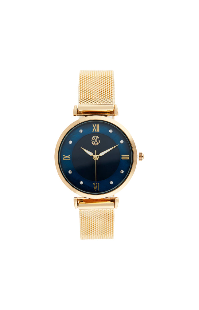 Montre à quartz en alliage - Doré et bleu