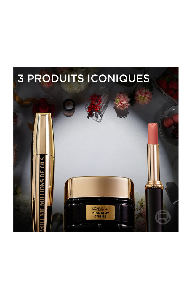Trio crème anti-rides, mascara volume & rouge à lèvres mat