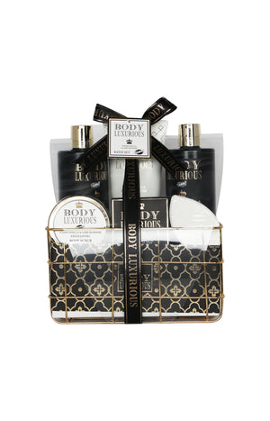Coffret bain - Corbeille métallique - Luxurious Black - Corps - 6 produits