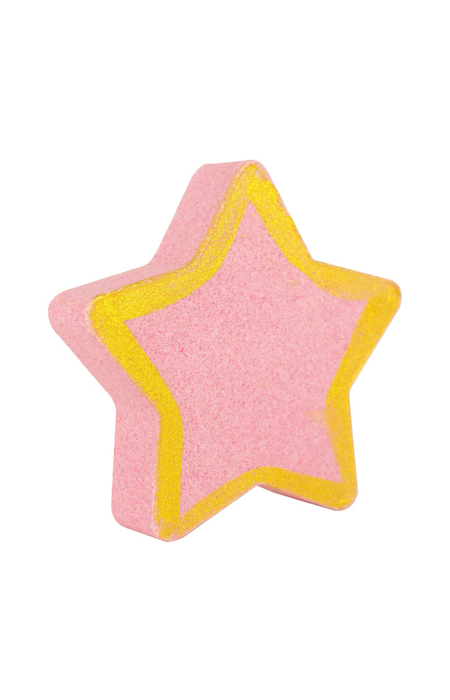 Bombe de bain - Etoile - Fleur de cerisier - Rose/doré - 100 g