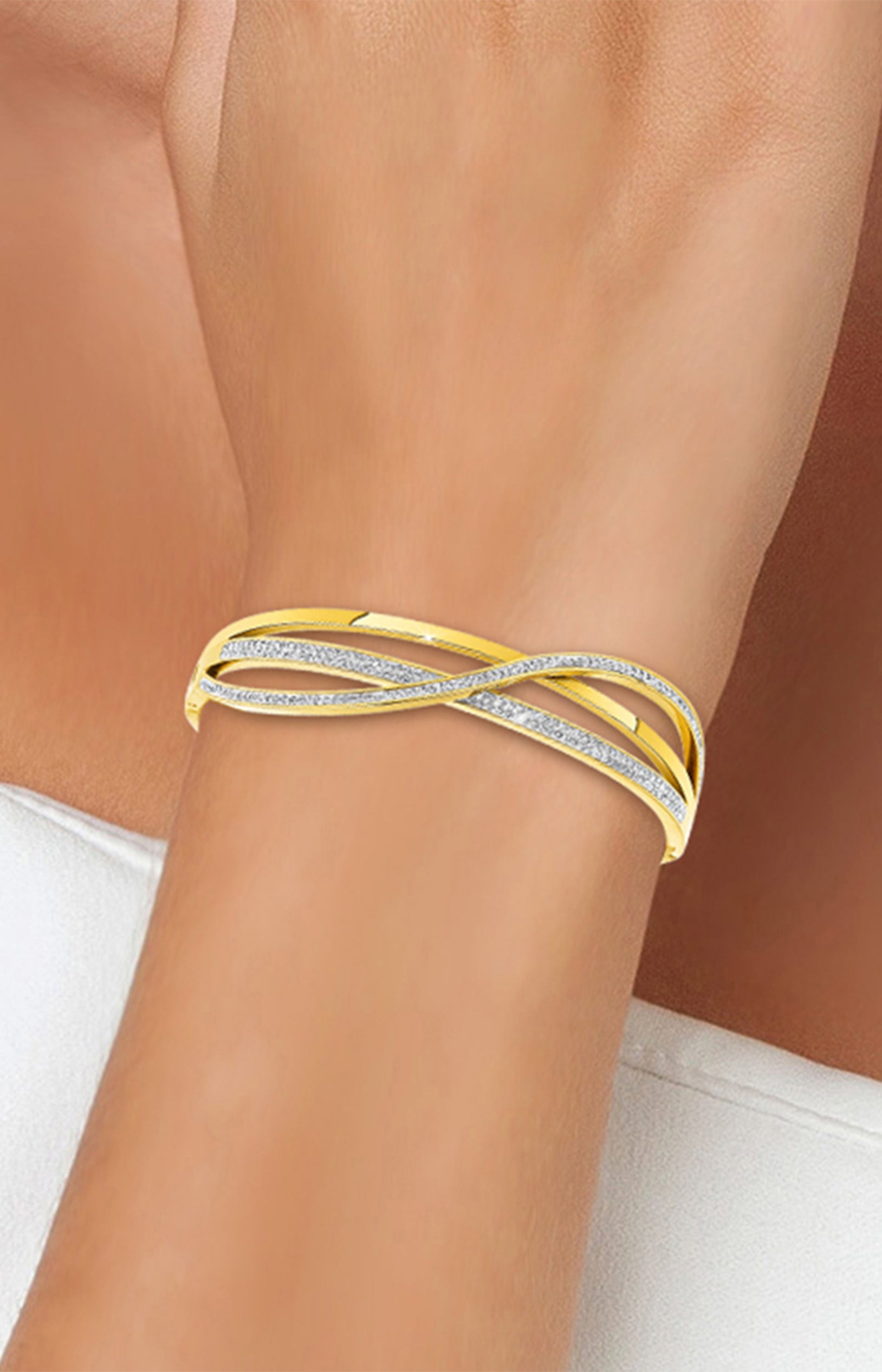 Bracelet - Acier inoxydable & cristaux - Doré