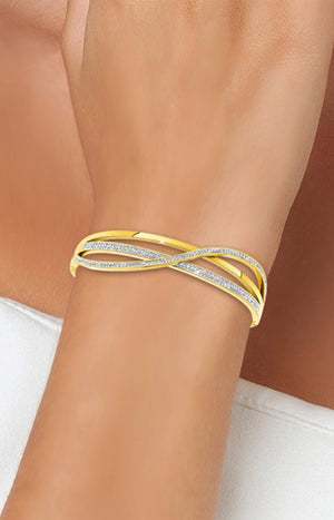 Bracelet - Acier inoxydable & cristaux - Doré