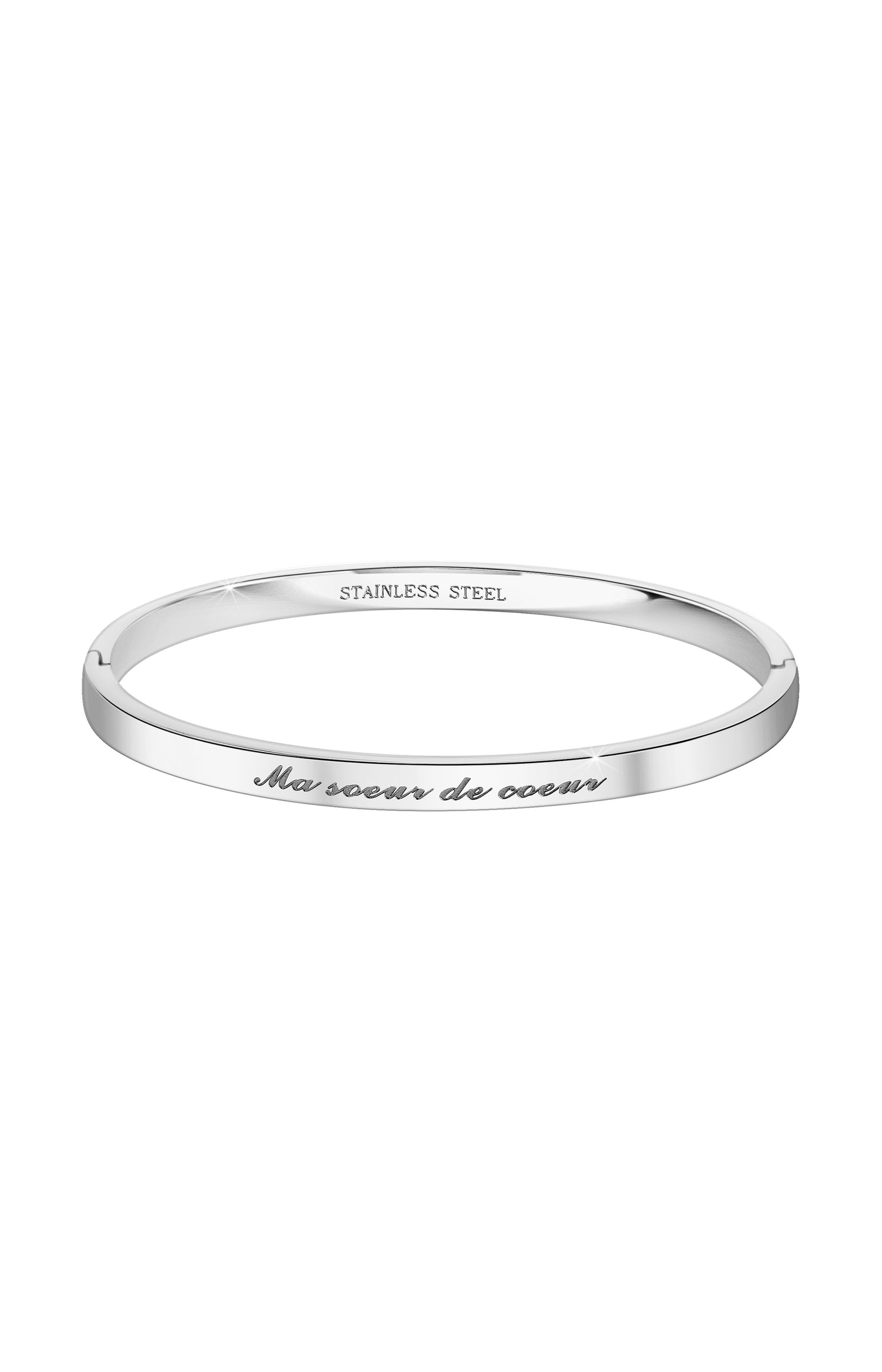 Bracelet "Ma sœur de cœur" - Acier rhodié - Argenté