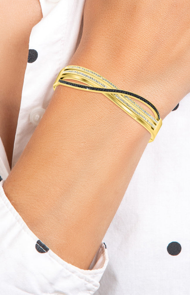 Bracelet - Acier inoxydable & cristaux - Doré