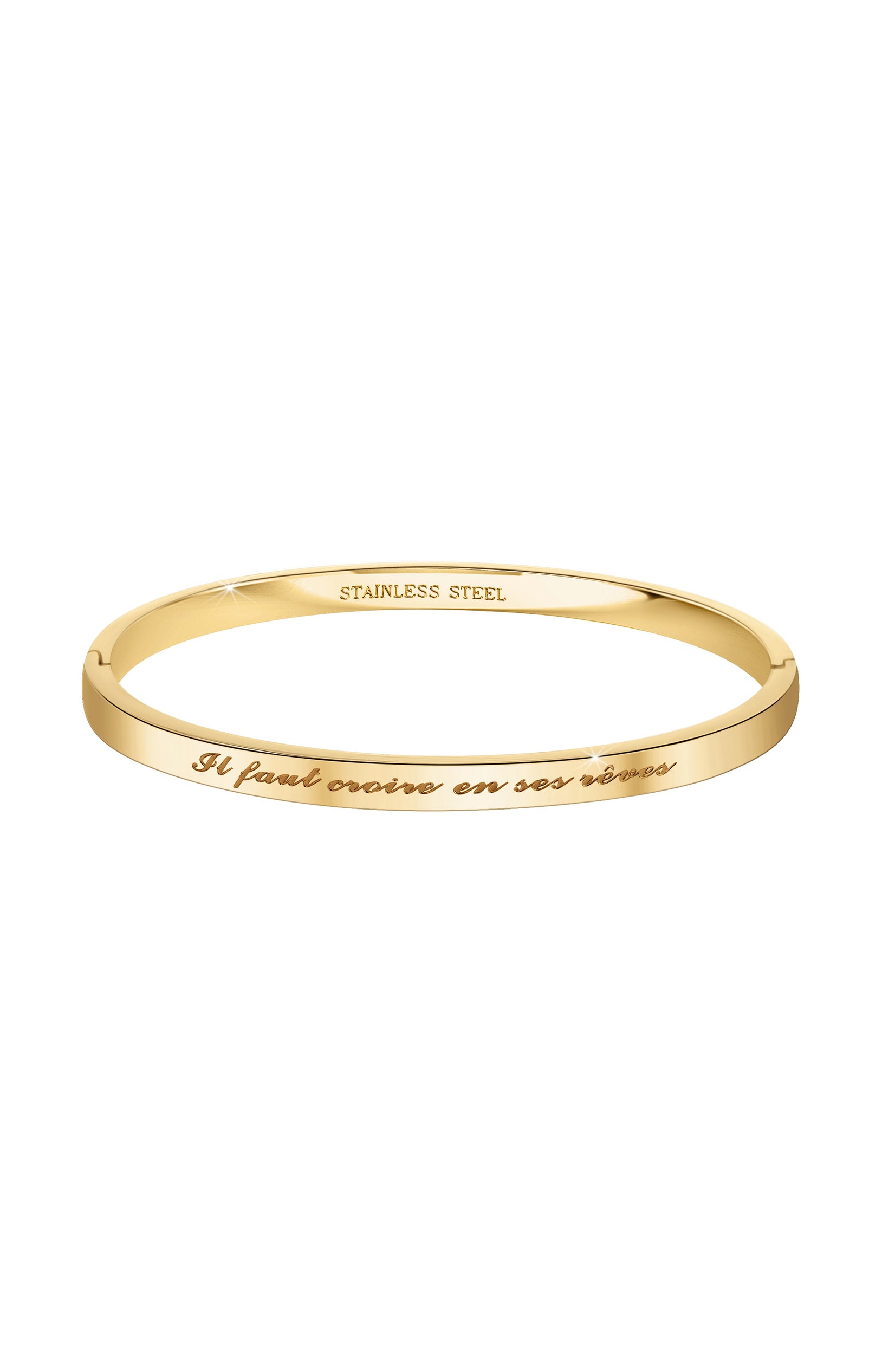 Bracelet "Il faut croire en ses rêves" - Acier inoxydable - Doré