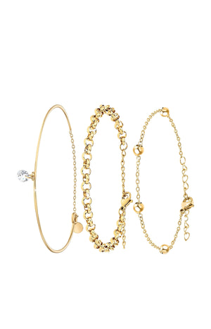 Lot de 3 bracelet -Acier inoxydable - Doré