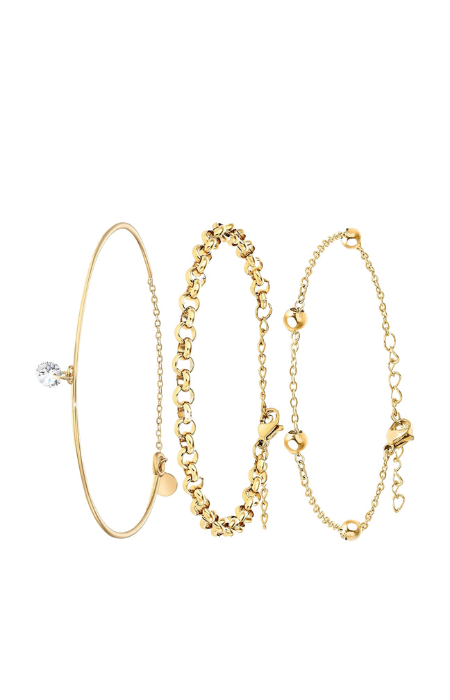 Lot de 3 bracelet -Acier inoxydable - Doré