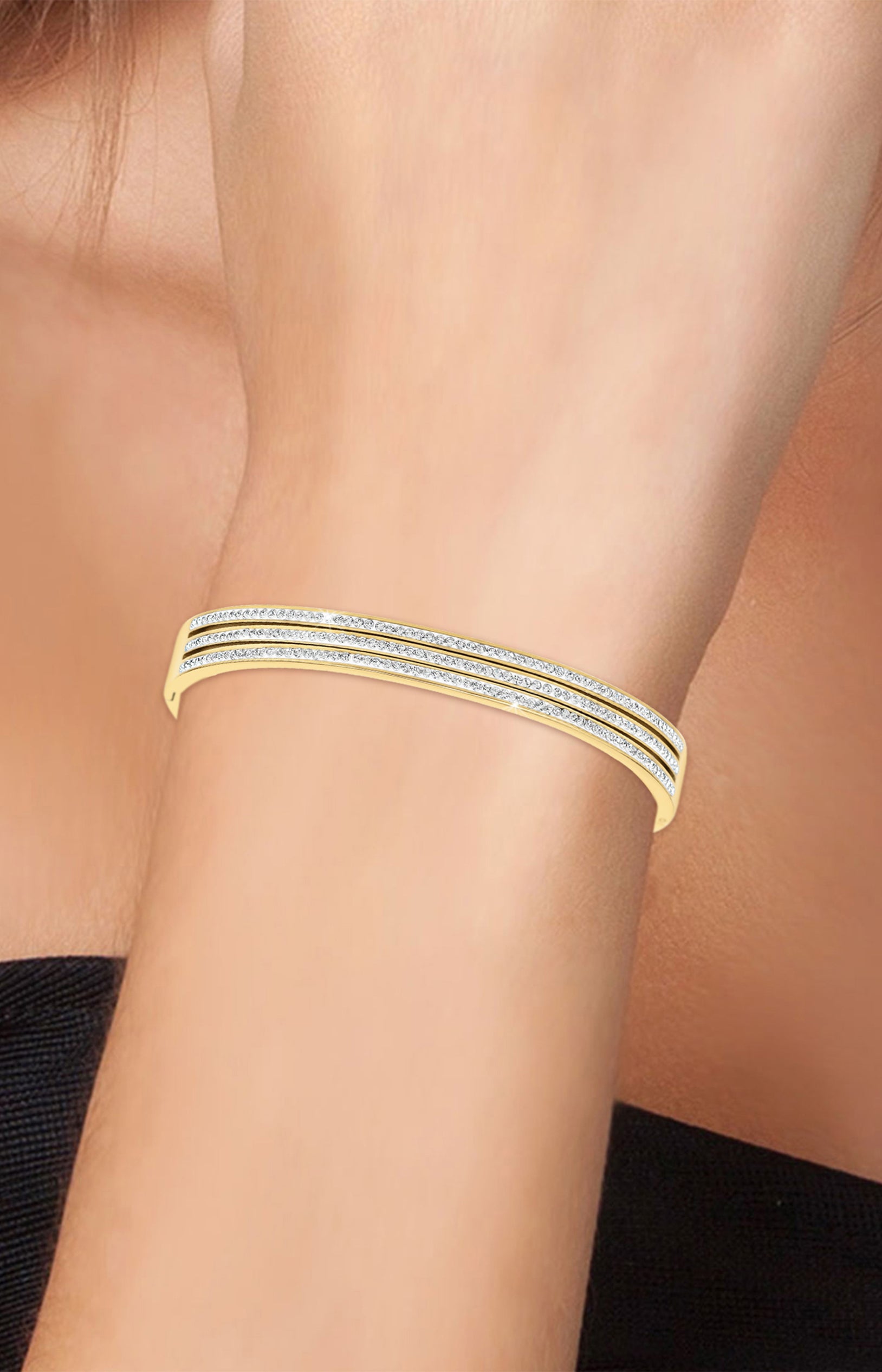 Bracelet - Acier inoxydable & cristaux - Doré