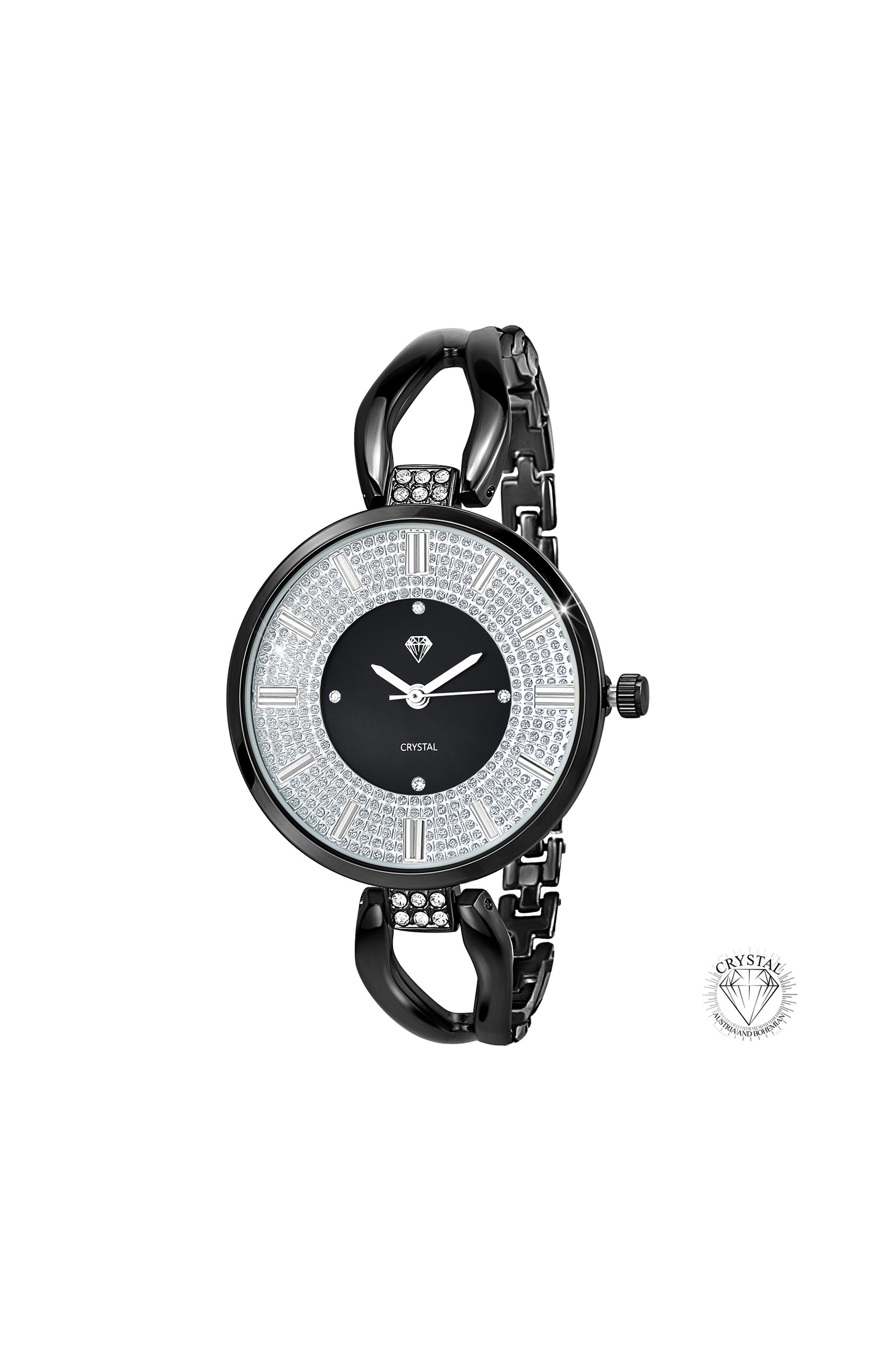 Montre - Métal & cristaux - Noir - 35 mm