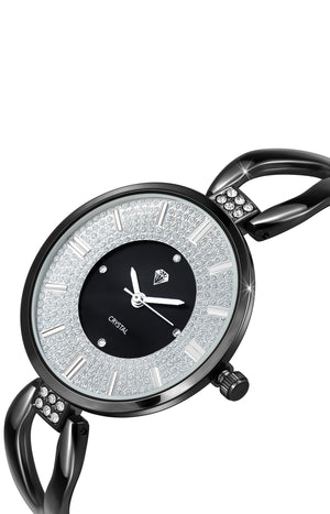 Montre - Métal & cristaux - Noir - 35 mm