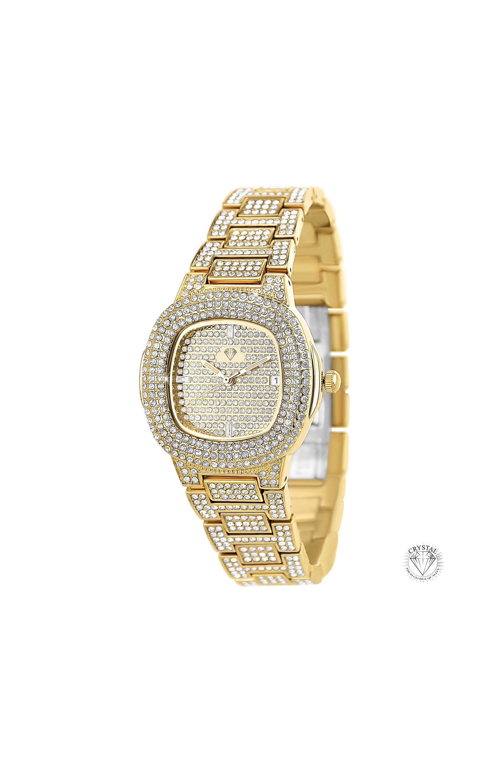 Montre - Laiton & cristaux - Doré - 35 mm