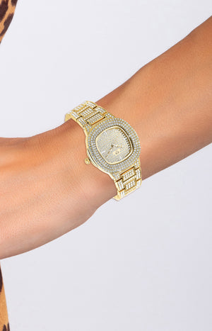 Montre - Laiton & cristaux - Doré - 35 mm