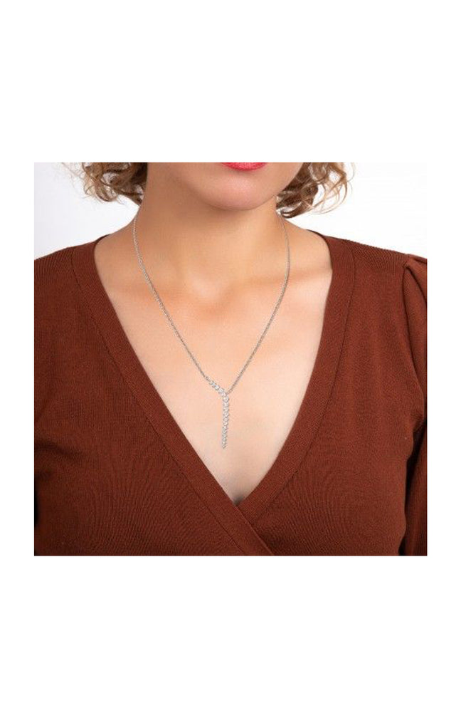 Collier - Laiton & zirconium - Argenté