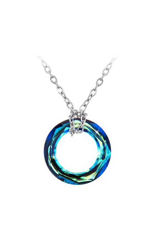 Collier - Acier inoxydable & cristaux -  Bleu