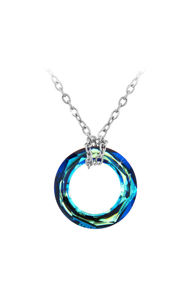 Collier - Acier inoxydable & cristaux -  Bleu