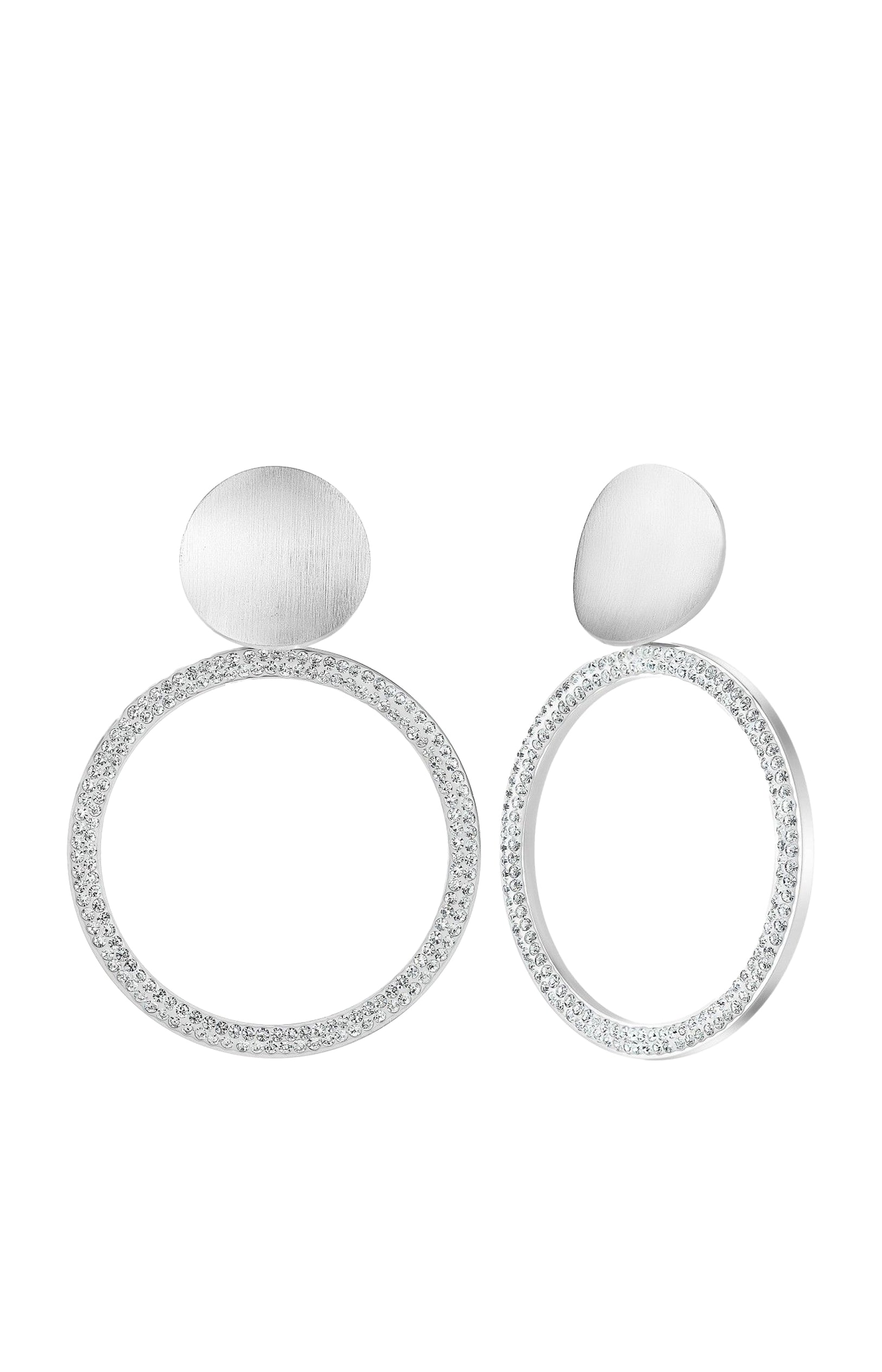 Boucles d'oreilles - Acier inoxydable & cristaux scintillants - Argenté