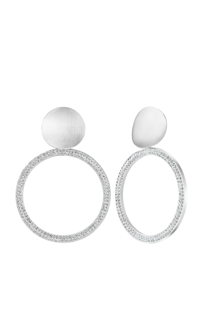 Boucles d'oreilles - Acier inoxydable & cristaux scintillants - Argenté