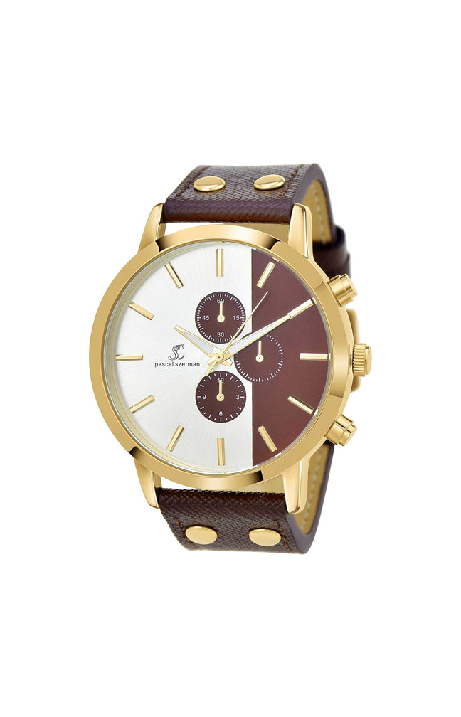 Montre - Laiton & quartz - Marron