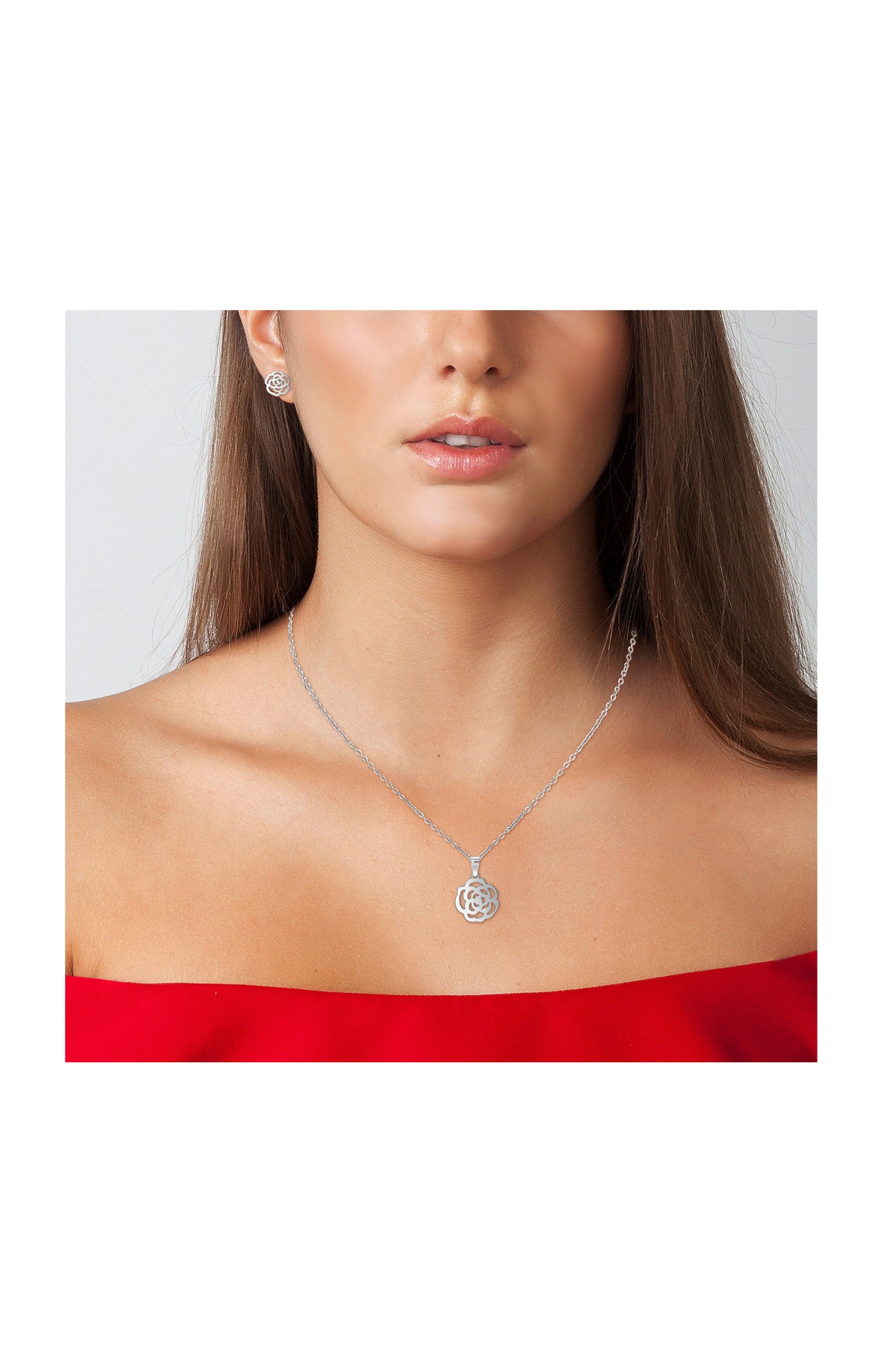 Parure fleur - Acier inoxydable