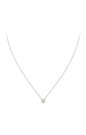 Collier pendentif en cœur - Alliage & zirconium - Argenté