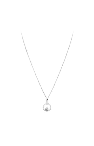 Collier pendentif - Acier inoxydable & cristal - Argenté