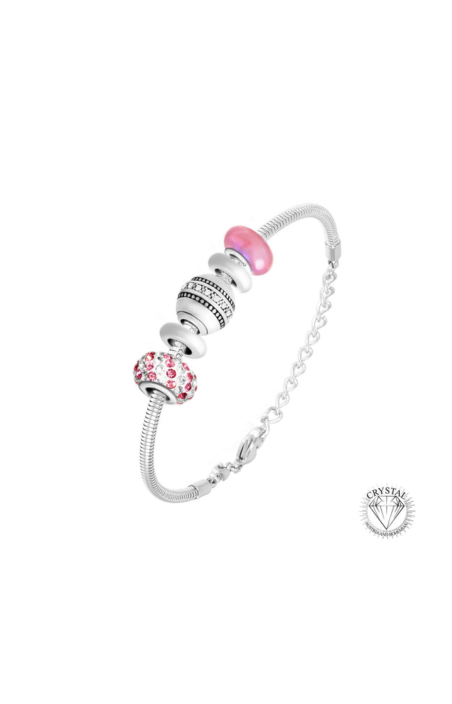 Bracelet charms personnalisable - Acier inoxydable - Argenté & rose