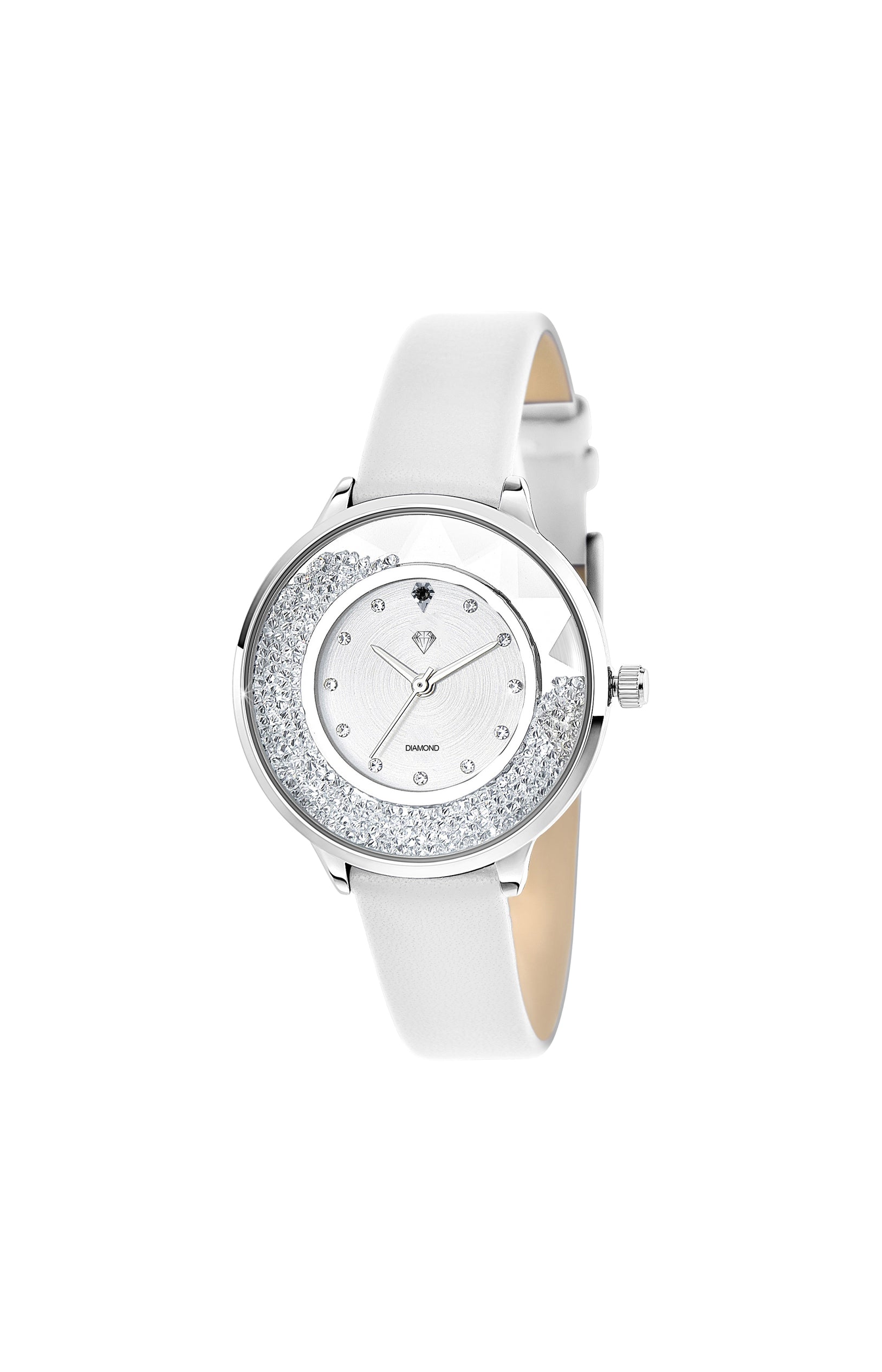 Montre qwartz - Diamant noir 0,01 carats & cristaux