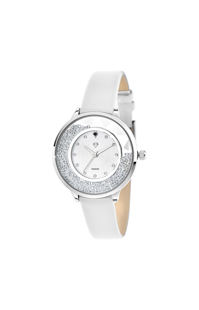 Montre qwartz - Diamant noir 0,01 carats & cristaux