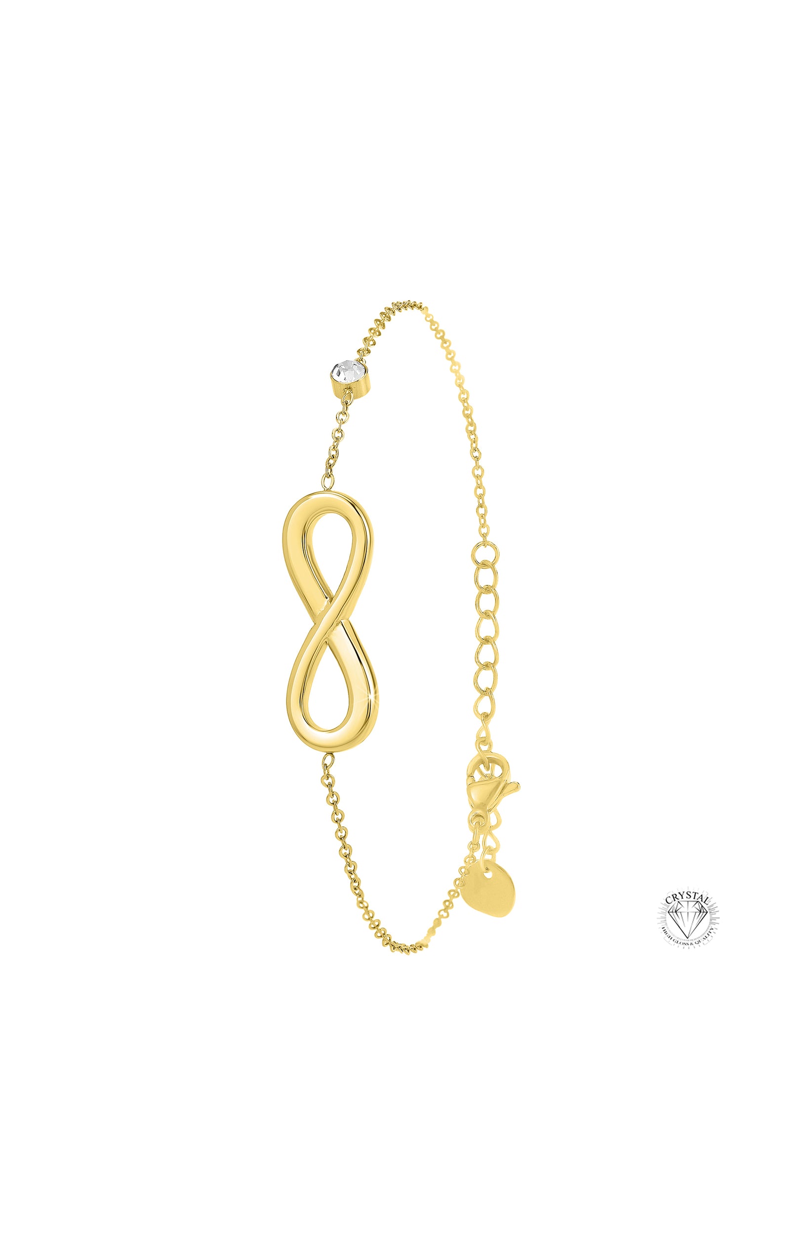 Bracelet infini - Acier inoxydable & cristal - Doré