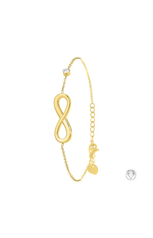 Bracelet infini - Acier inoxydable & cristal - Doré