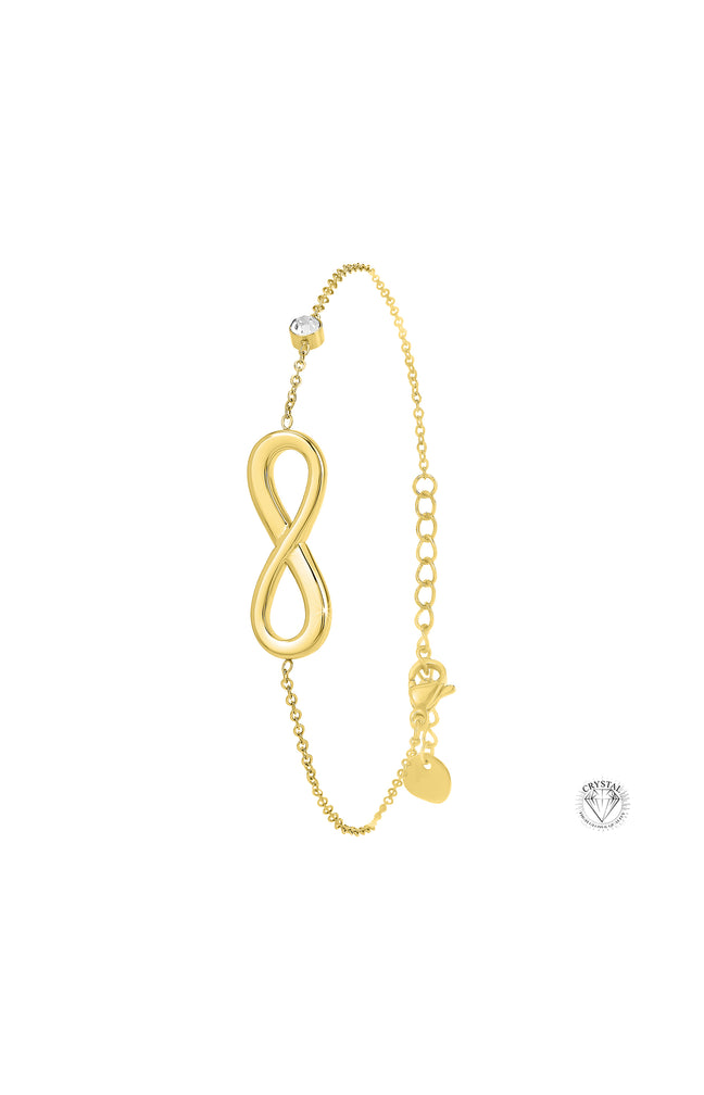 Bracelet infini - Acier inoxydable & cristal - Doré