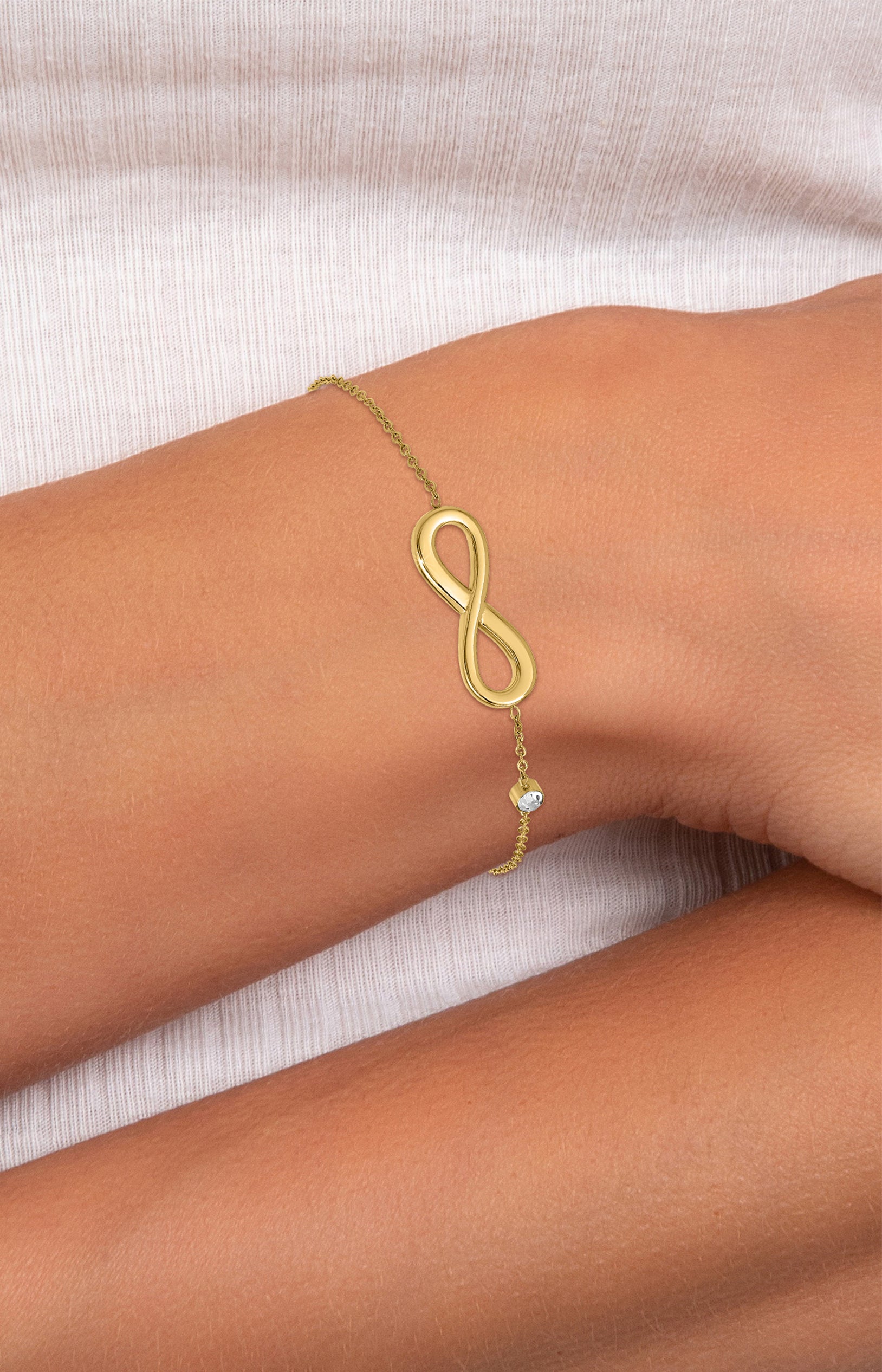 Bracelet infini - Acier inoxydable & cristal - Doré