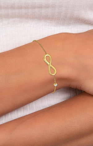 Bracelet infini - Acier inoxydable & cristal - Doré