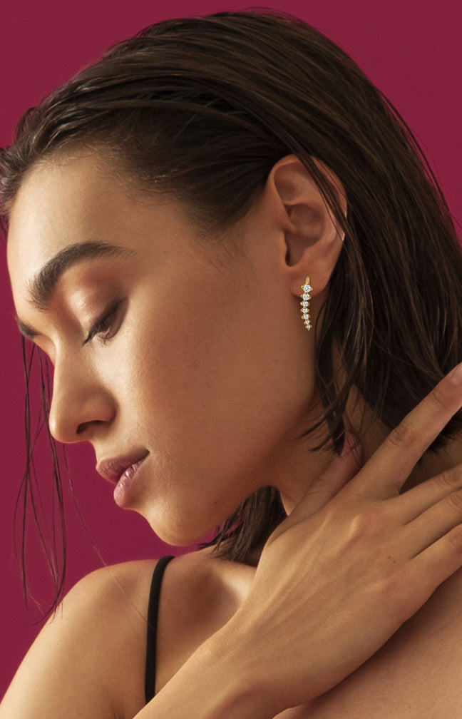 Boucles d'oreilles - Alliage & zirconium - Doré