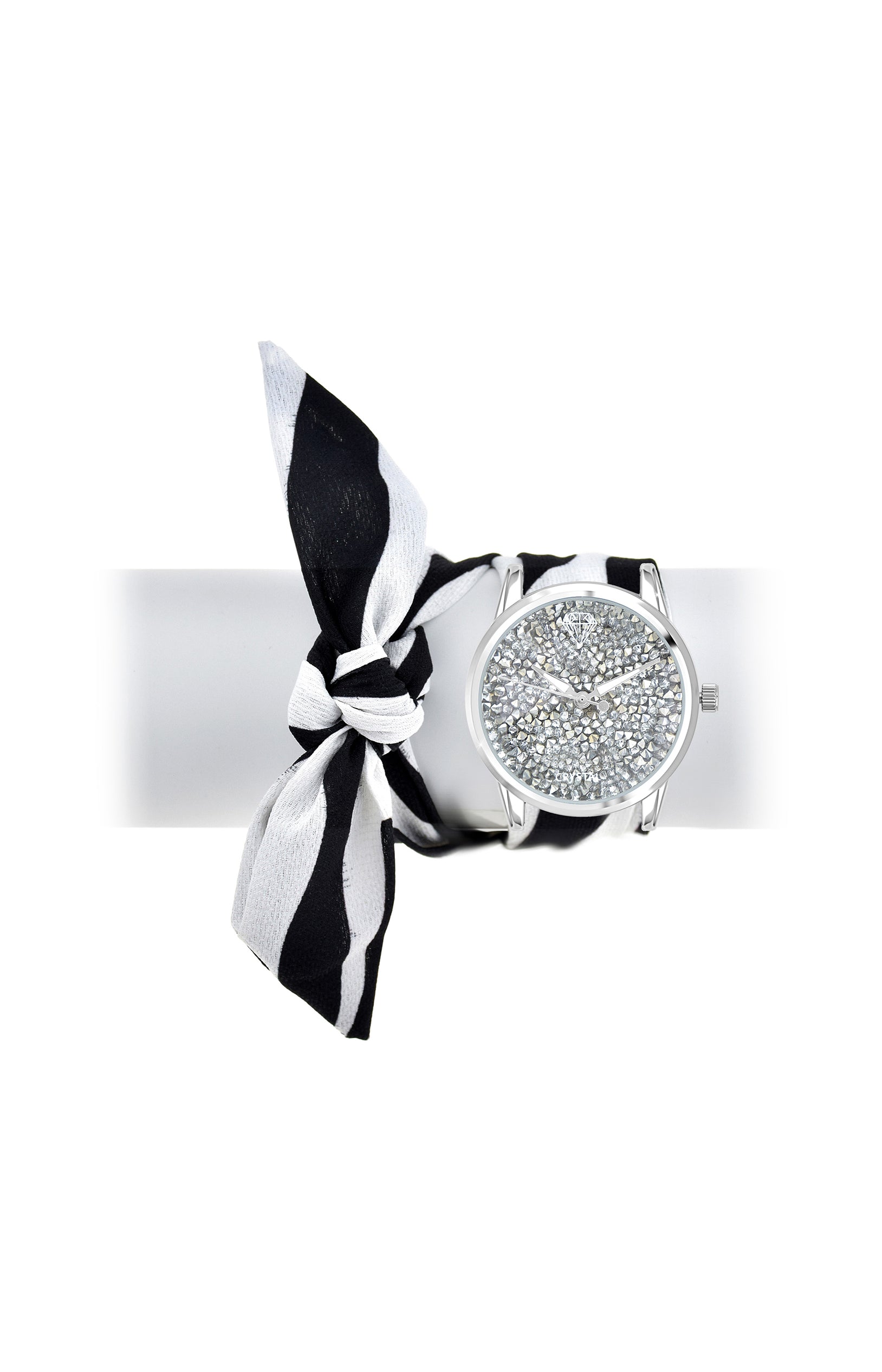 Montre avec bracelet foulard - Laiton & polyester - Argenté - 40 mm