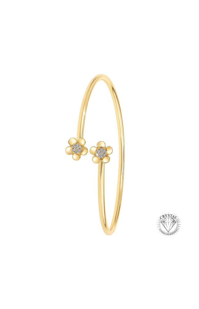 Bracelet fleurs - Alliage & cristaux - Doré